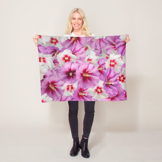 Hibiscus - Chinese Rose Flower Pattern Fleece Blanket (In Situ)