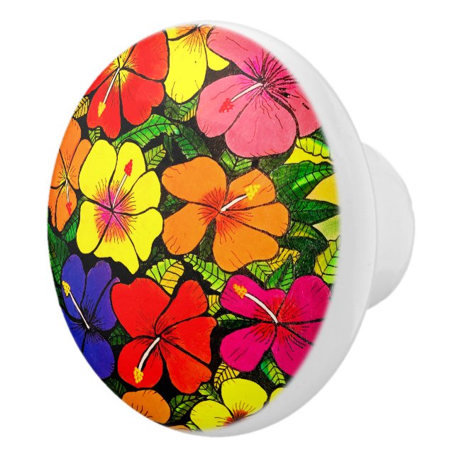 Hibiscus  Colour Ceramic Knob (Right)