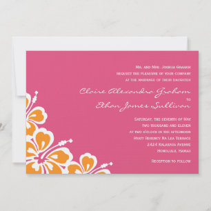 Hibiscus Delight Wedding Invitation - Azalea -