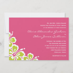 Hibiscus Delight Wedding Invitation - Azalea -
