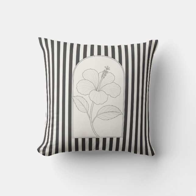 Hibiscus Elegant Flower Botanical Cushion (Front)