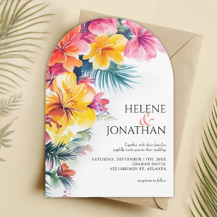 Hibiscus Elegant Tropical Destination Wedding Invitation