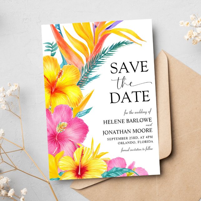 Hibiscus Elegant Tropical Destination Wedding Save The Date (Hibiscus Elegant Tropical Destination Wedding Save The Date)