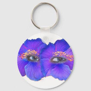 Hibiscus Eyes - Blue Key Ring