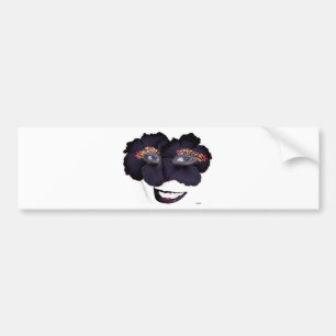Hibiscus Face with Smile - Black/Purple Bumper Sticker