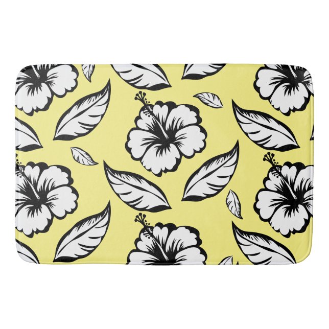 Hibiscus Floral  Bath Mat (Front)