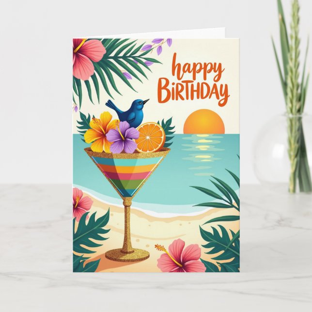 Hibiscus Floral Birthday Card (Front)