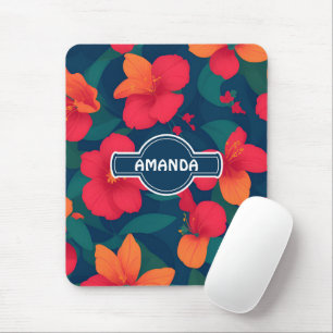 Hibiscus Floral Colourful Personalised Pattern Mouse Pad