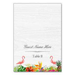 Hibiscus Floral Flamingo Wedding Place Escort Table Number