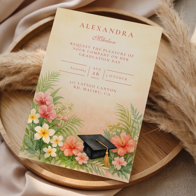 Hibiscus Floral Graduation Party Invitation (Creator Uploaded)