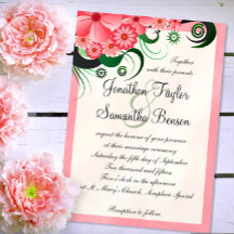 Hibiscus Floral Pink 5" x 7" Wedding Invitations