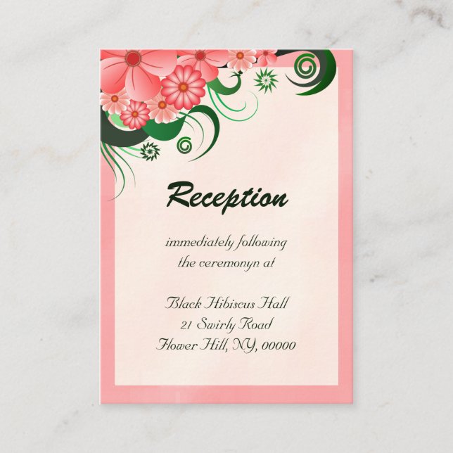 Hibiscus Floral Pink Reception Enclosure Cards (Front)