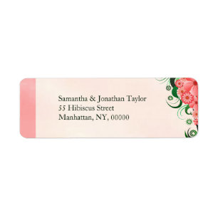 Hibiscus Floral Pink Small Return Address Labels