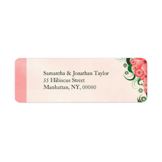 Hibiscus Floral Pink Small Return Address Labels