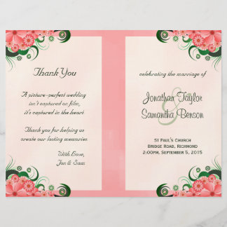 Hibiscus Floral Pink Wedding Program Templates