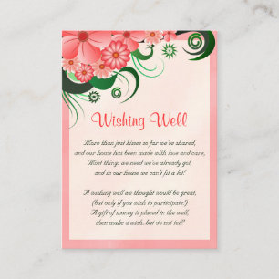 Hibiscus Floral Pink Wedding Wishing Well Enclosure Card