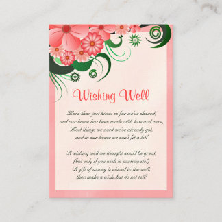 Hibiscus Floral Pink Wedding Wishing Well Enclosure Card