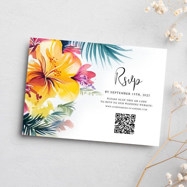 Hibiscus Floral Tropical Destination Wedding RSVP Card (Hibiscus Floral Tropical Destination Wedding RSVP Card)