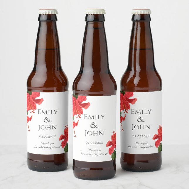 Hibiscus flower Beer Bottle Label (Bottles)