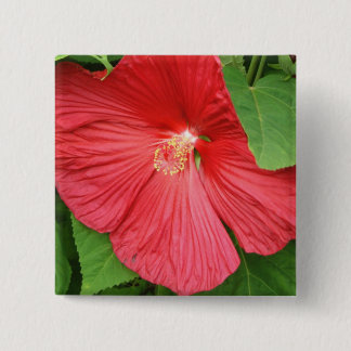 Hibiscus Flower Bright Magenta Floral 15 Cm Square Badge