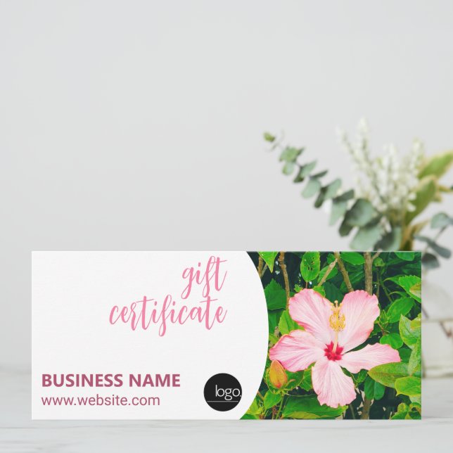 HIBISCUS FLOWER BUSINESS OWN LOGO GIFT CERTIFICATE (Standing Front)