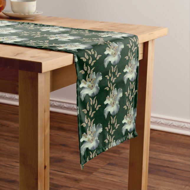 Hibiscus Flower Butterflies Pattern  Short Table Runner (In Situ)