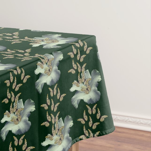 Hibiscus Flower Butterflies Pattern Tablecloth (In Situ)