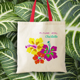 Hibiscus Flower Girl Bridal Party Personalised Tote Bag