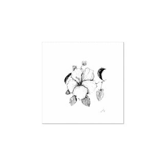 Hibiscus Flower, Hand Drawn Ink Botanical Art Rubber Stamp