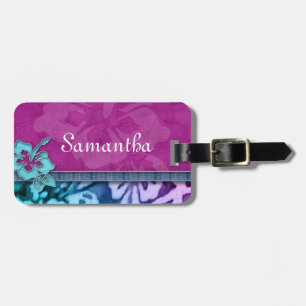 Hibiscus Flower Hawaii Travel Luggage Tag Violet