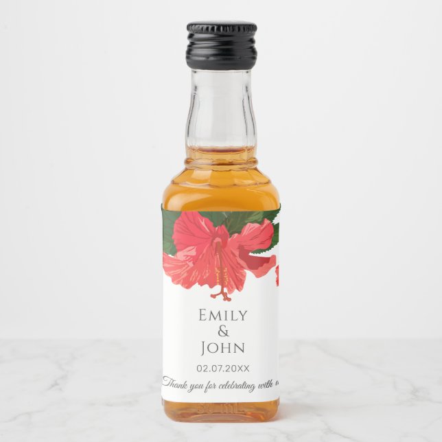 Hibiscus flower Mini Liquor Bottle Labels (Front)
