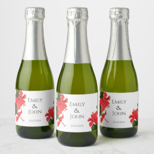 Hibiscus flower  Mini Sparkling Wine Bottle Labels