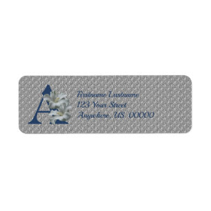 Hibiscus Flower Monogram Initial A Address