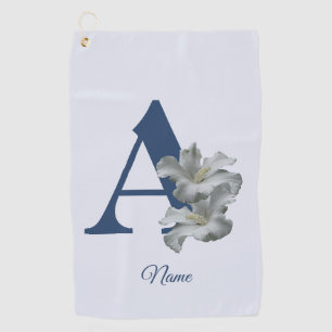 Hibiscus Flower Monogram Initial A Personalised Golf Towel