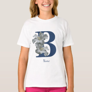 Hibiscus Flower Monogram Initial B Name  T-Shirt
