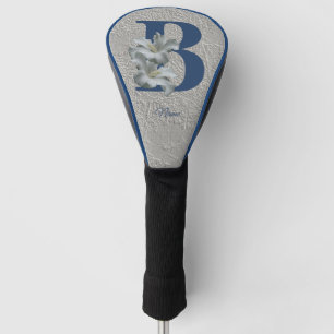 Hibiscus Flower Monogram Initial B Personalised Golf Head Cover