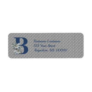 Hibiscus Flower Monogram Initial B Return Address