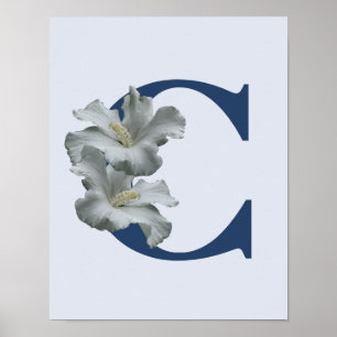 Hibiscus Flower Monogram Initial C Poster