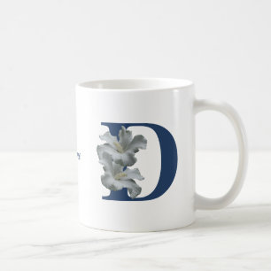 Hibiscus Flower Monogram Initial D Personalised Coffee Mug