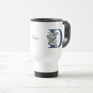 Hibiscus Flower Monogram Initial D Personalised Travel Mug