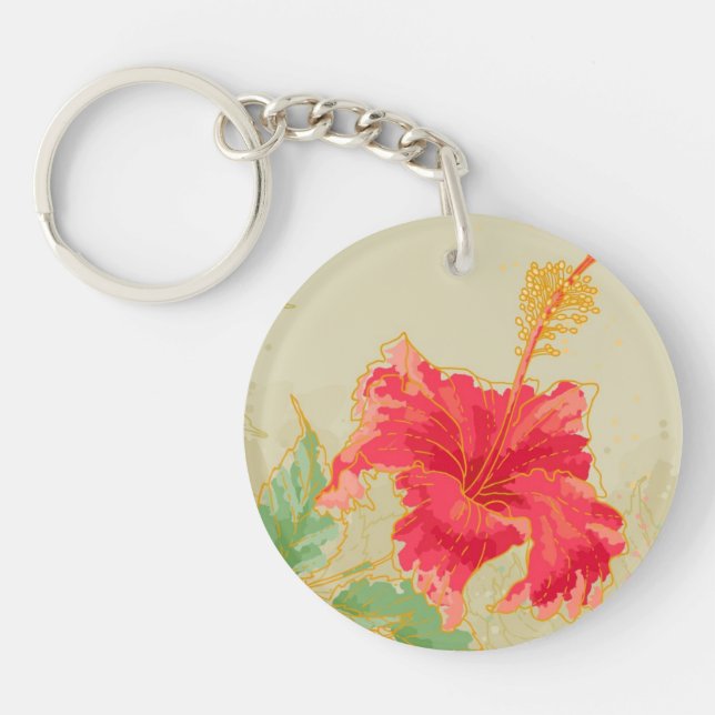 Hibiscus flower on toned background key ring (Front)