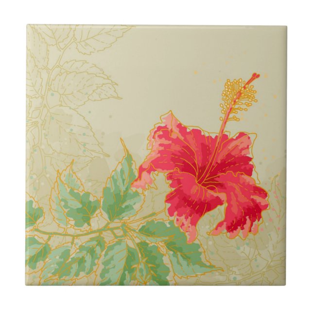 Hibiscus flower on toned background tile (Front)