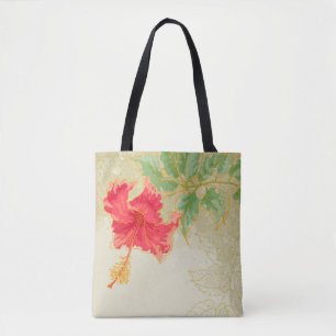 Hibiscus flower on toned background tote bag