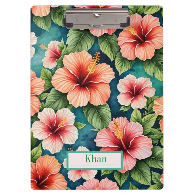 Hibiscus flower pattern digital art/ Personalised  Clipboard (Front)