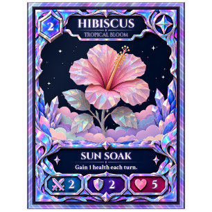 Hibiscus Flower, Rainbow Foil Art Postcard