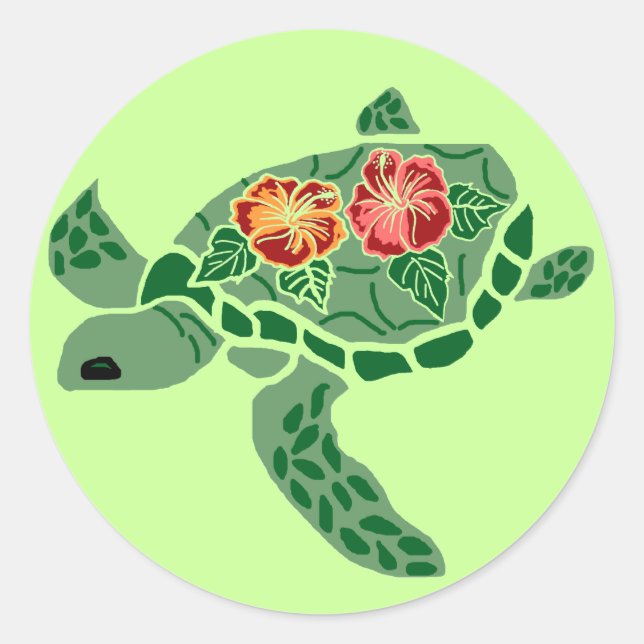 Hibiscus flower sea turtle stickers (Front)