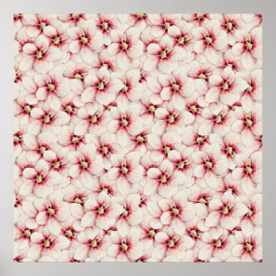 Hibiscus flower seamless pattern poster
