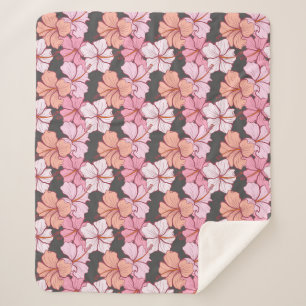 Hibiscus flower sherpa blanket