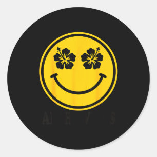 Hibiscus flower smile aloha hawaii happy face classic round sticker