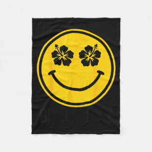 Hibiscus flower smile beach life hawaii summer fleece blanket